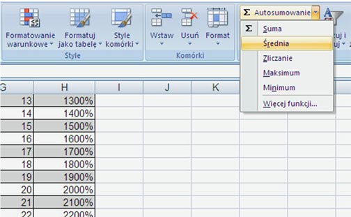 formuły w Ms Excel